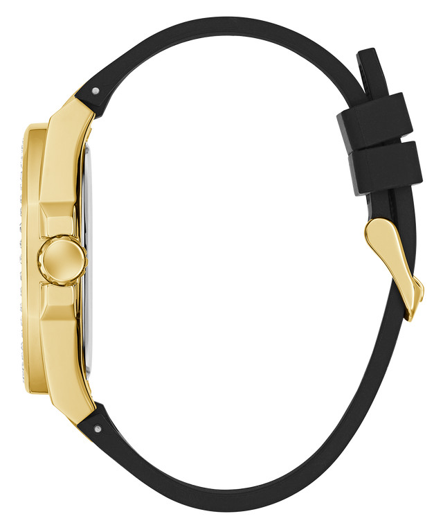 GUESS Mens Black Gold Tone Analog Watch
