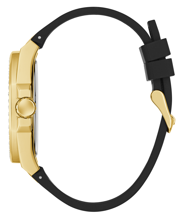 GUESS Mens Black Gold Tone Analog Watch