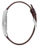 Brown leather watch with silver clasp on a white background