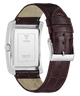 GUESS Mens BROWN SILVER TONE Analog Watch with brown leather strap on a white background