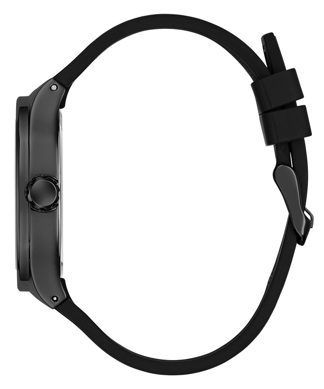 Black watch with a strap on a white background