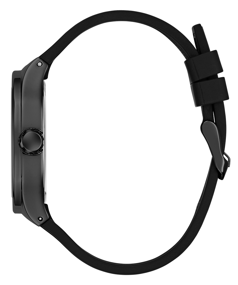 Black watch with a strap on a white background