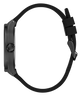 Black watch with a strap on a white background
