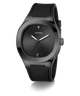 GUESS Mens BLACK Analog Watch with a textured face on a white background