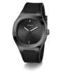 GUESS Mens BLACK Analog Watch with a textured face on a white background