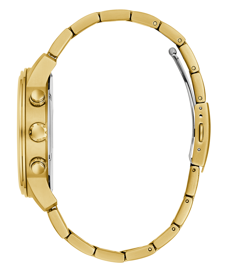 Gold watch strap on a white background