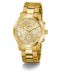 GUESS Mens Gold Tone Analog Watch with a detailed face on a white background
