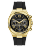 GUESS Mens Equity Black Gold Tone Multi-function Watch