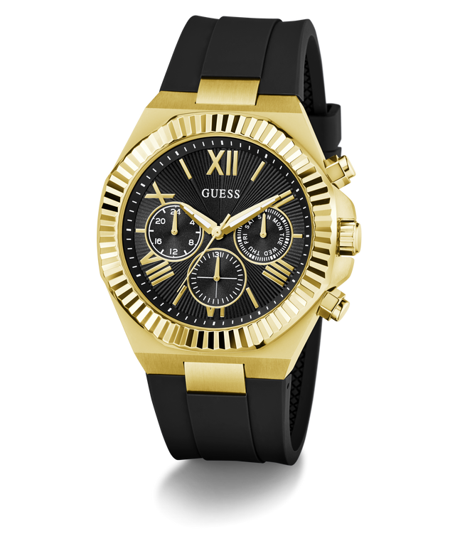 GUESS Mens Equity Black Gold Tone Multi-function Watch angle