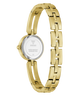 Gold watch with a visible brand logo on a white background