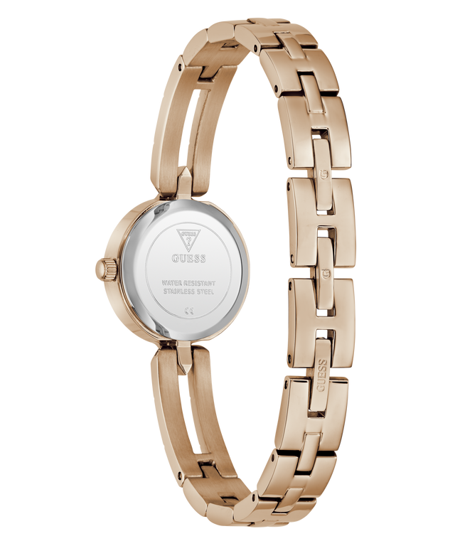 GUESS Ladies Rose Gold Tone Analog Watch caseback