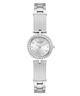 Silver GUESS Ladies Silver Tone Analog Watch with a textured band on a white background