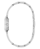 Silver watch with a detailed band on a white background