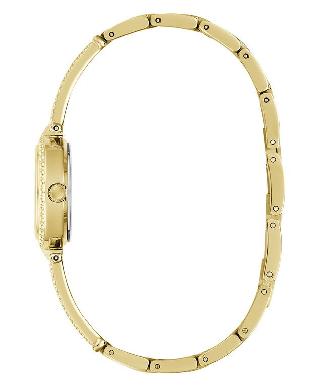 Gold watch case on a white background