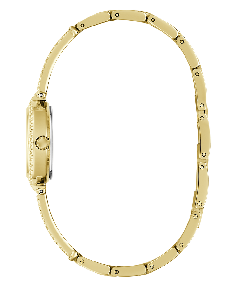 Gold watch case on a white background