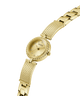 Gold watch with a textured band on a white background lifestyle