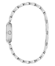Silver watch with a bracelet-style strap on a white background