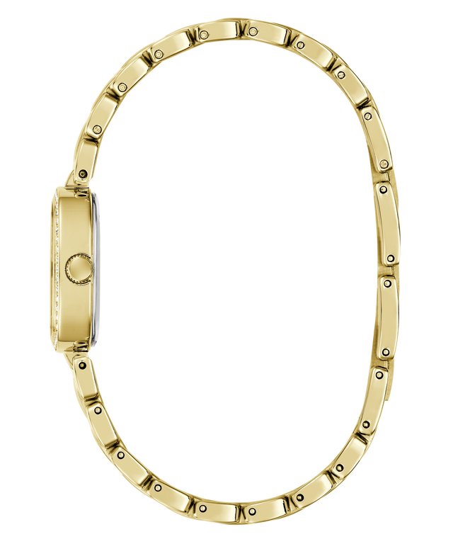 Gold watch with a white background