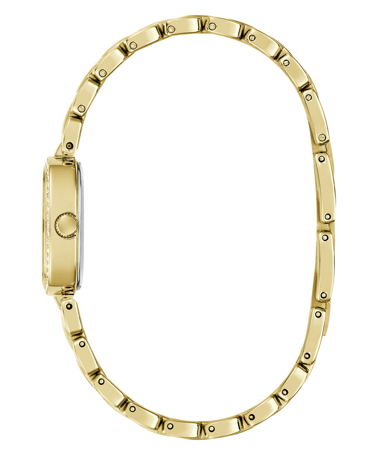 Gold watch with a white background