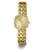 GUESS Ladies Hazel Gold Tone Analog Watch with diamond-studded face on a white background