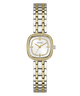 GUESS Ladies Hazel 2-Tone Analog Watch with gold and silver bracelet on a white background