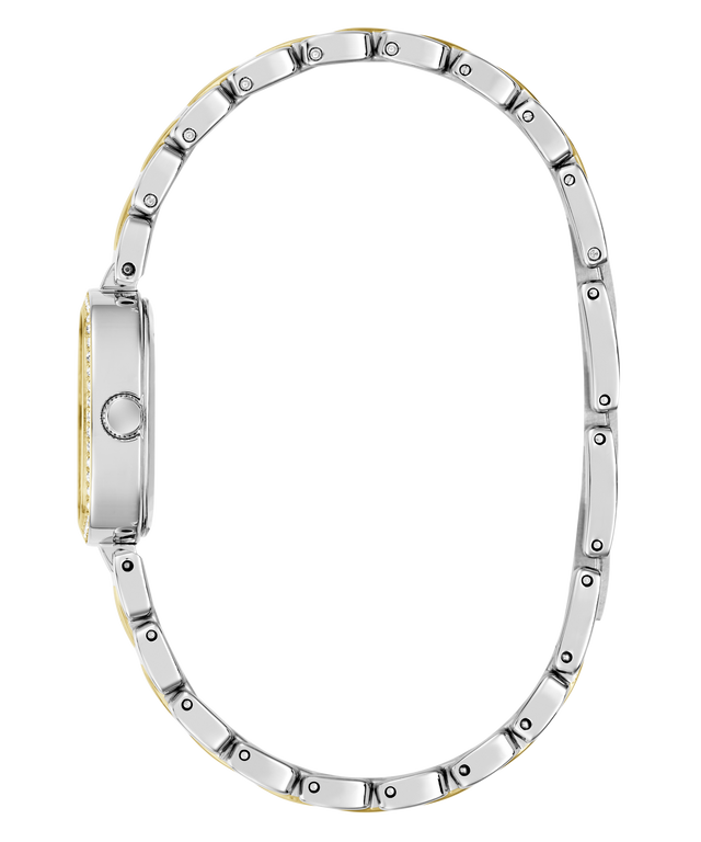 Silver and gold watch on a white background