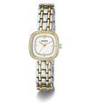 GUESS Ladies Hazel 2-Tone Analog Watch with a white face on a white background