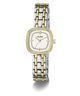 GUESS Ladies Hazel 2-Tone Analog Watch with a white face on a white background