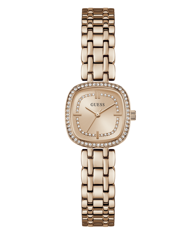 Rose Gold GW1018L4 watch with a diamond-studded face on a white background