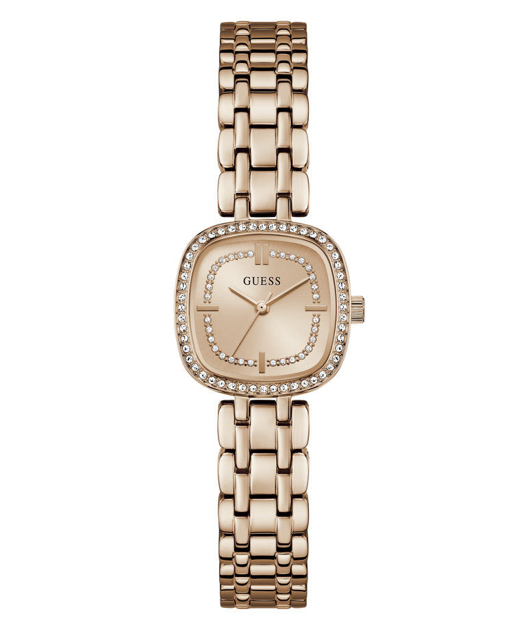Rose Gold GW1018L4 watch with a diamond-studded face on a white background