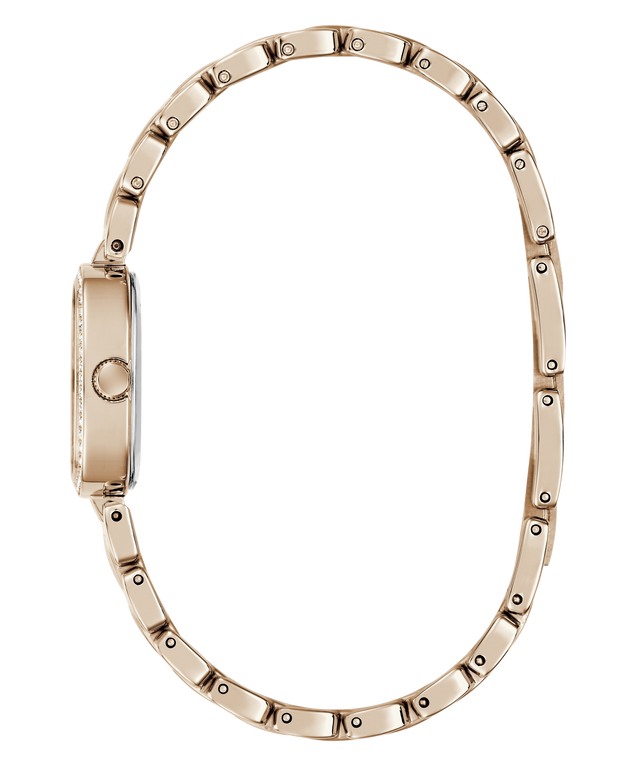 Rose Gold watch with a white background