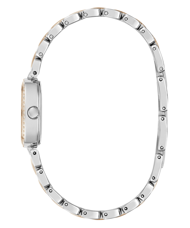 Silver watch with a white background