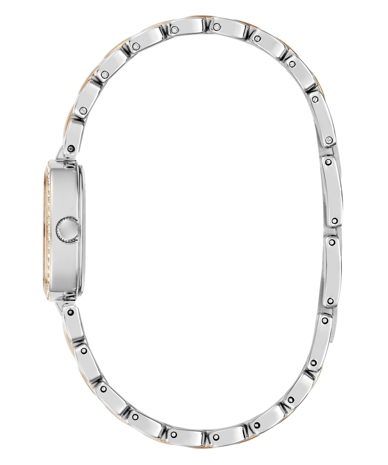 Silver watch with a white background