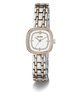 GUESS Ladies Hazel 2-Tone Analog Watch with a white face on a white background