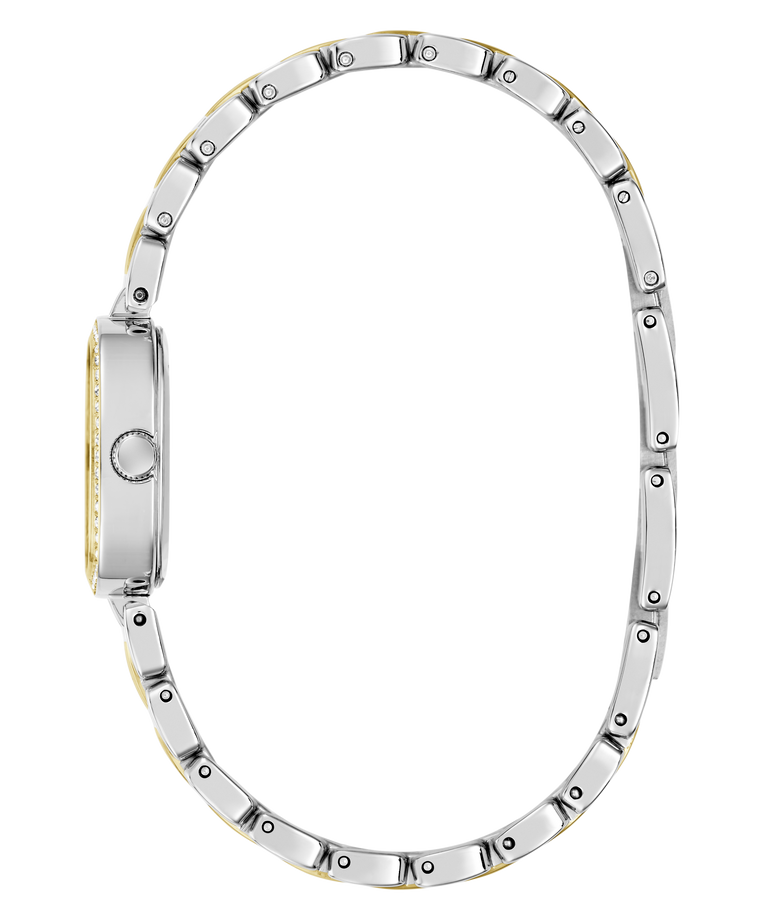 Silver and gold watch on a white background