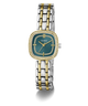 GUESS Ladies Hazel 2-Tone Analog Watch with a green face on a white background