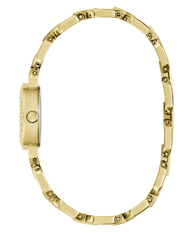 Gold watch with a white background