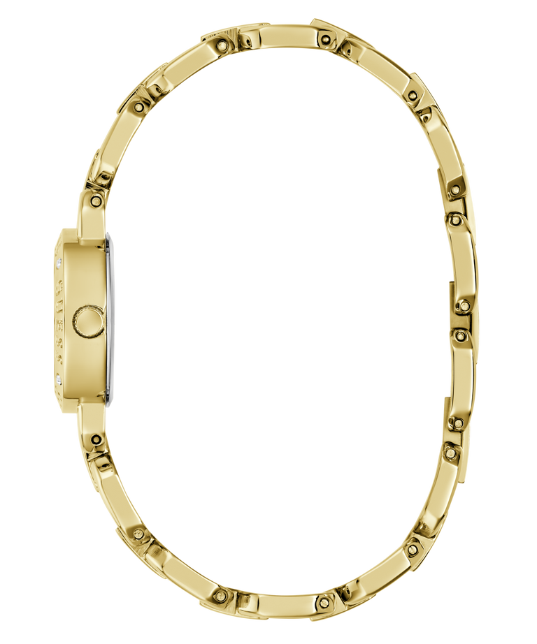 Gold watch with a white background
