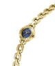 Gold chain GUESS Ladies Siren Gold Tone Analog Watch with a blue face on a white background lifestyle