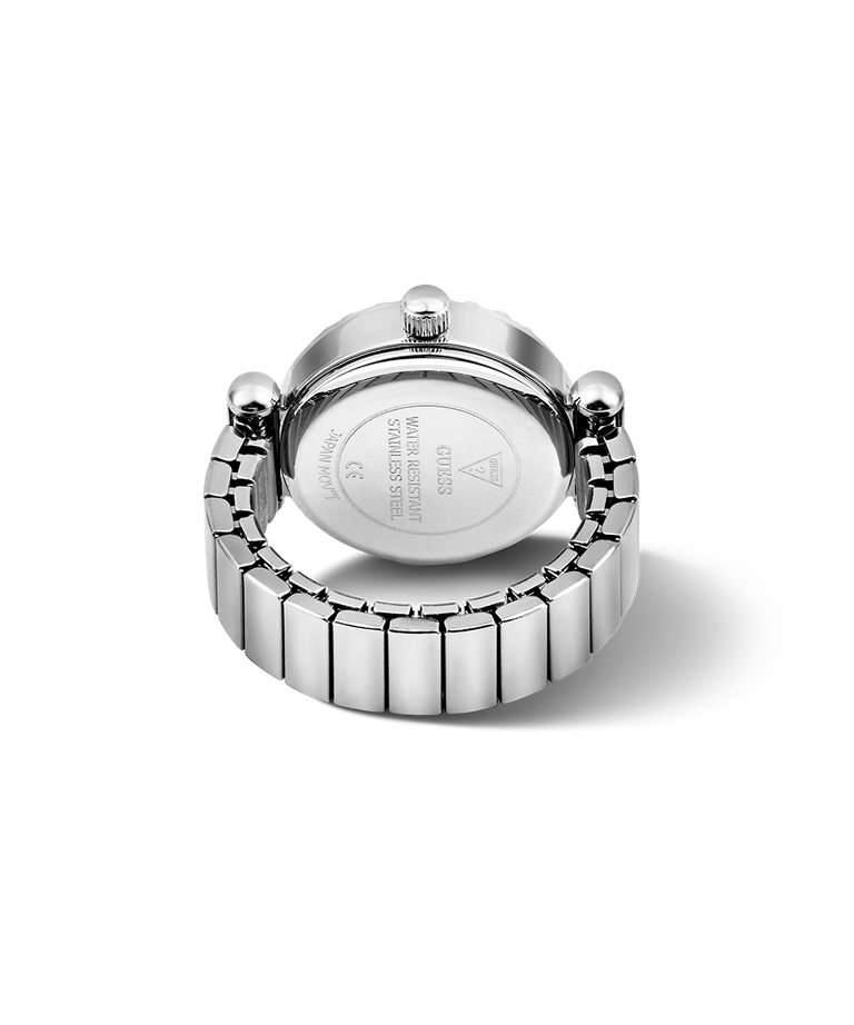 GUESS Ladies Small Anna Silver Tone Analog Watch Ring