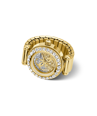 GUESS Ladies Small Anna Gold Tone Analog Watch Ring