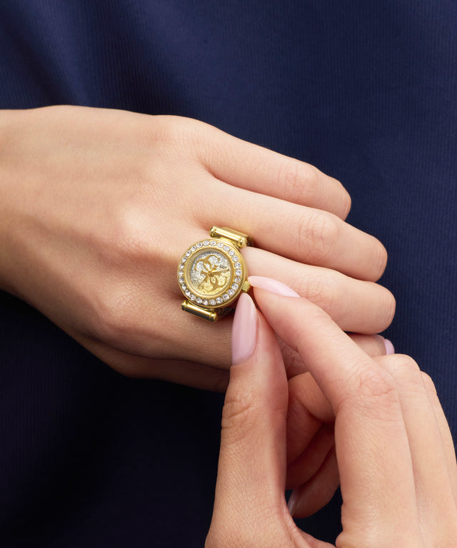 GUESS Ladies Small Anna Gold Tone Analog Watch Ring