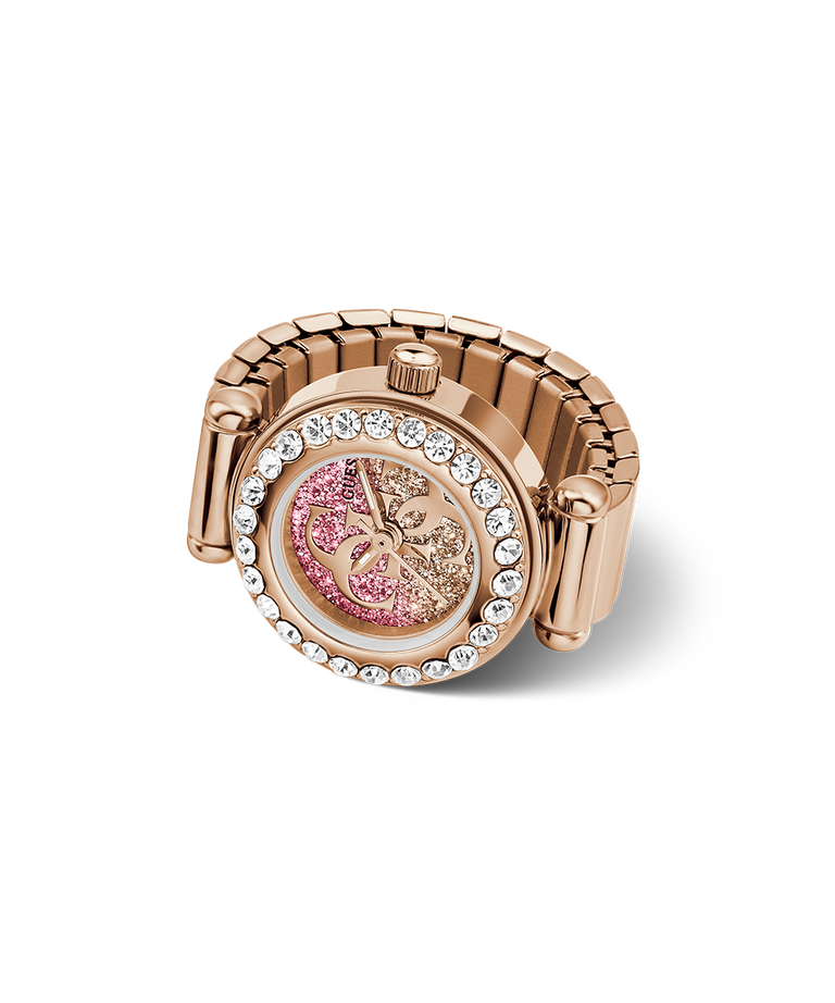 GUESS Ladies Small Anna Rose Gold Tone Analog Watch Ring