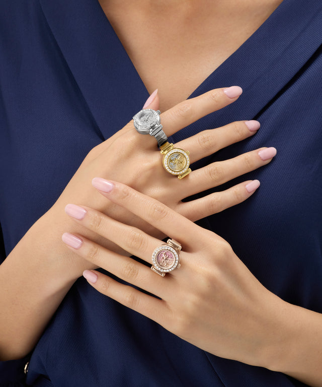 GUESS Ladies Small Anna Rose Gold Tone Analog Watch Ring