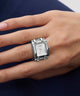 GUESS Ladies Large Mod Heavy Metal Silver Tone Analog Ring Watch