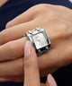 GUESS Ladies Large Mod Heavy Metal Silver Tone Analog Ring Watch
