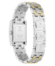 Two-tone silver and gold GUESS Ladies 2-Tone Silver Tone Analog Watch with Guess logo on a white background