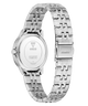 Silver Guess watch with metal bracelet on a white background