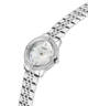 Silver Guess Colette watch with decorative band on a white background lifestyle
