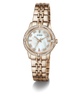GUESS Ladies Colette Rose Gold Tone Analog Watch with a MOP face on a white background